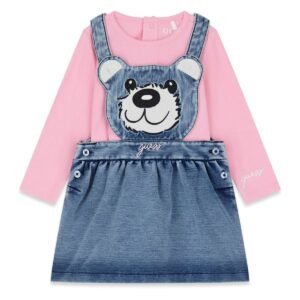Vestido bebé GUESS con peto vaquero y camiseta de manga larga