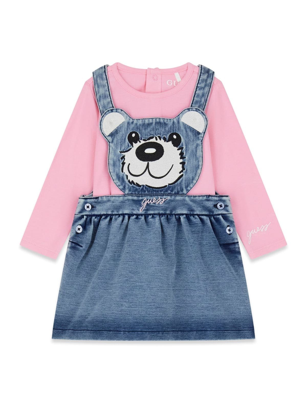 Vestido peto vaquero GUESS con camiseta y oso Vestido bebé GUESS con peto vaquero y camiseta de manga larga