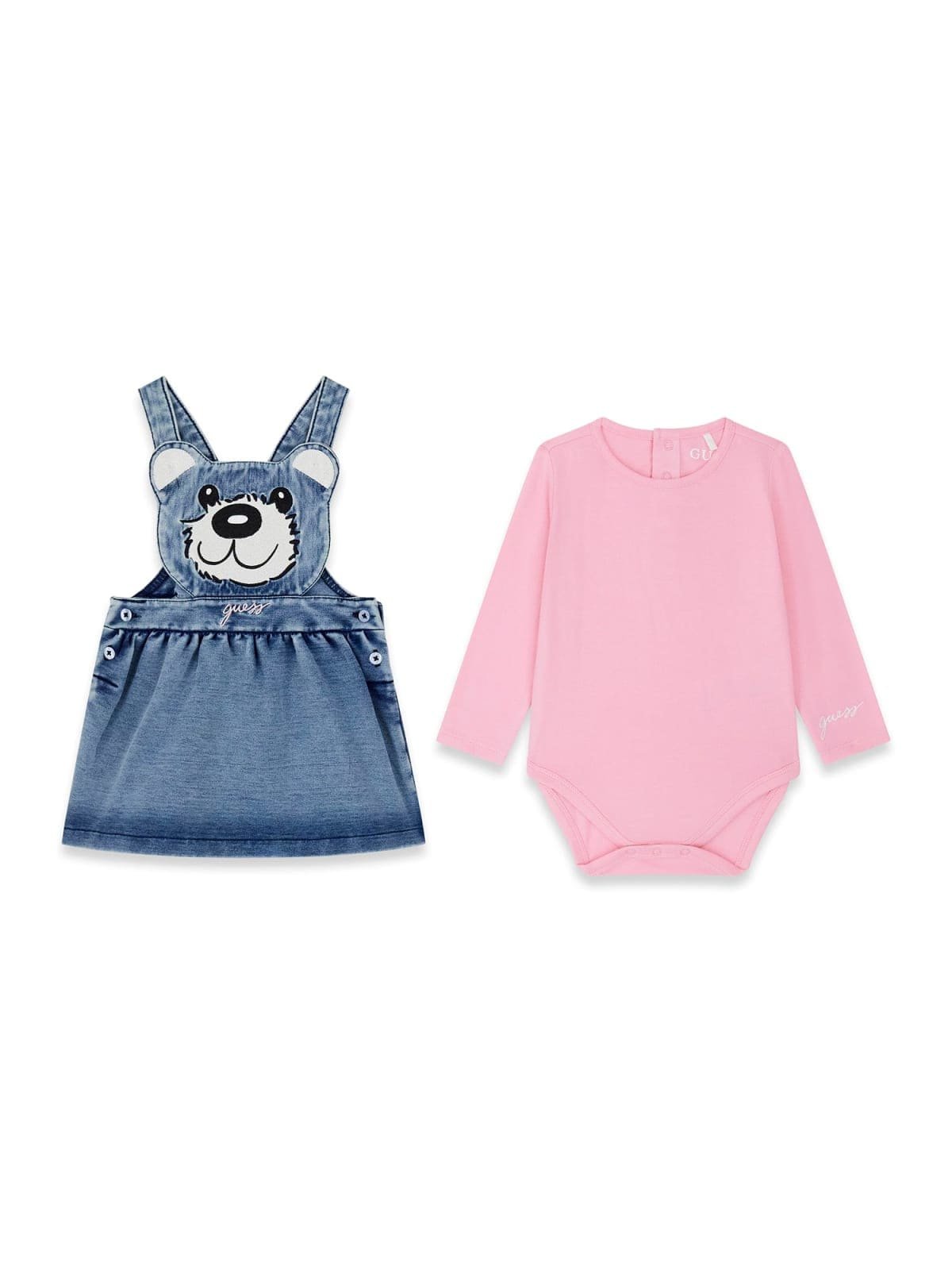 Vestido peto vaquero GUESS con camiseta y oso Vestido bebé GUESS con peto vaquero y camiseta de manga larga