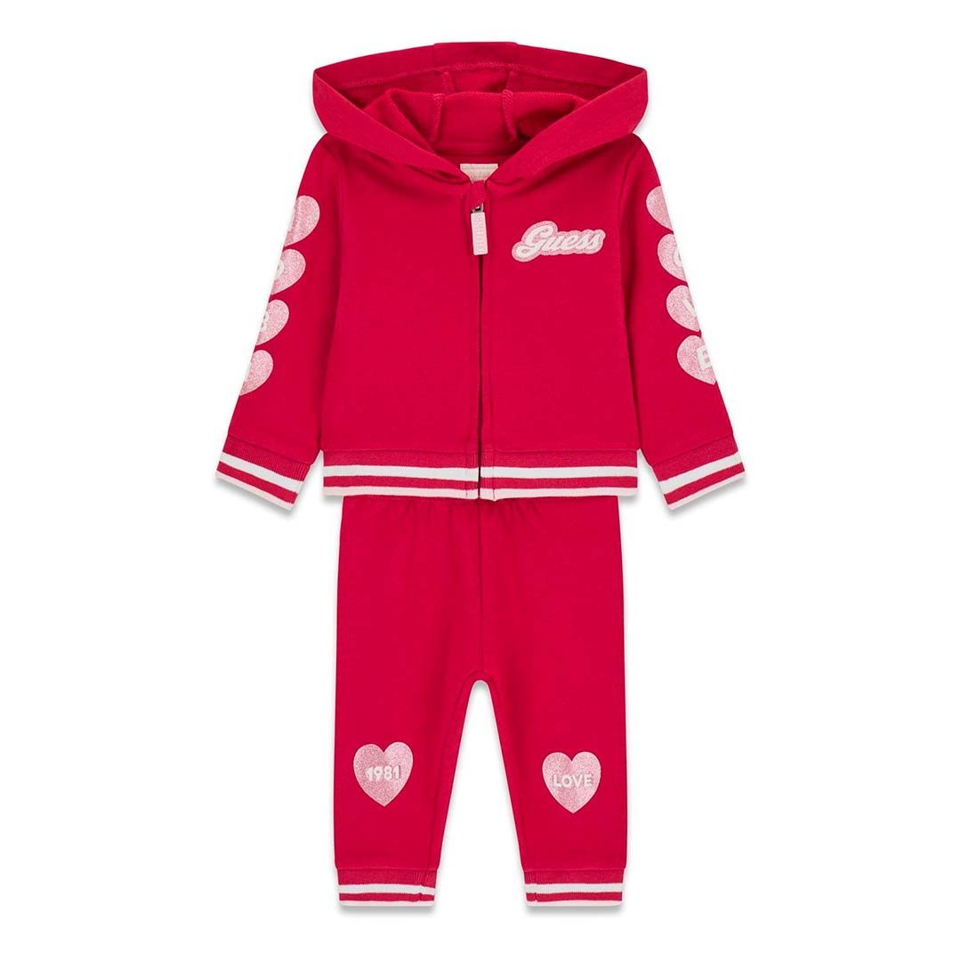 Chándal bebé GUESS de dos piezas con sudadera y pantalón de corazones