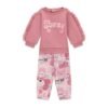 Conjunto bebé GUESS con sudadera rosa de volantes y pantalón estampado