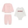 Chándal de bebé GUESS de 3 piezas en terciopelo con chaqueta, pantalón y body