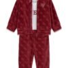 Chándal de bebé GUESS de 3 piezas en terciopelo con chaqueta, pantalón y body