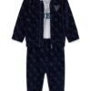 Chándal de bebé GUESS de 3 piezas en terciopelo con chaqueta, pantalón y body