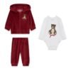 Chándal bebé GUESS de 3 piezas de terciopelo con chaqueta de oso, pantalón y body