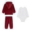 Chándal bebé GUESS de 3 piezas de terciopelo con chaqueta de oso, pantalón y body