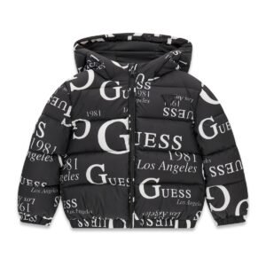 Chaquetón acolchado bebé GUESS con capucha y estampado de logotipos