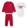 Conjunto trío bebé GUESS con sudadera, pantalón y body