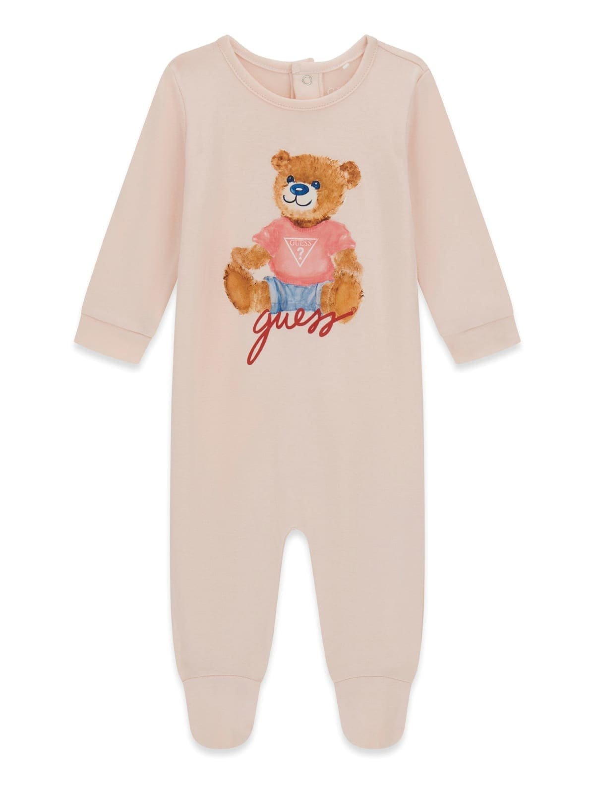 Pijama bebé GUESS enterizo con estampado de osito y pies integrados