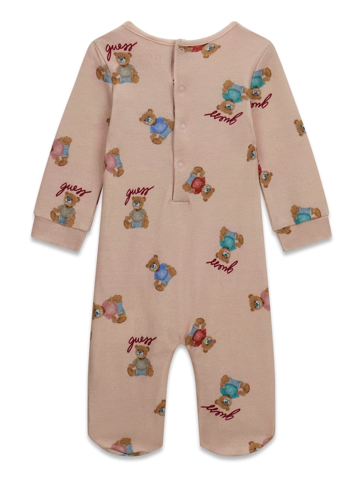 Pijama bebé GUESS con ositos y logotipo Pijama bebé GUESS enterizo con estampado de ositos y logotipo triangular