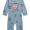 Pijama bebé GUESS con ositos y logotipo Pijama bebé GUESS enterizo con estampado de ositos y logotipo triangular