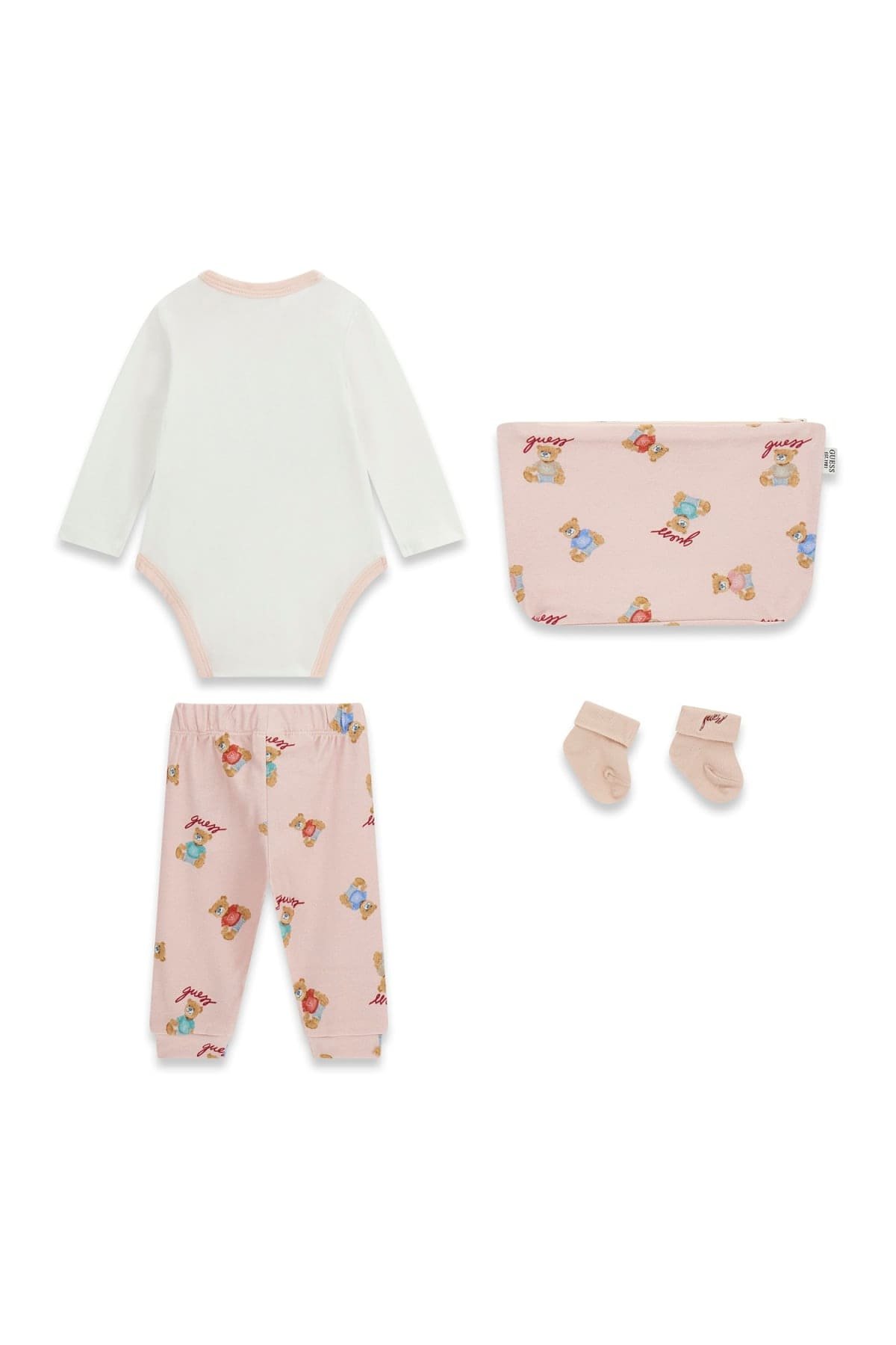 Set regalo bebé GUESS con body, pantalón, calcetines y neceser