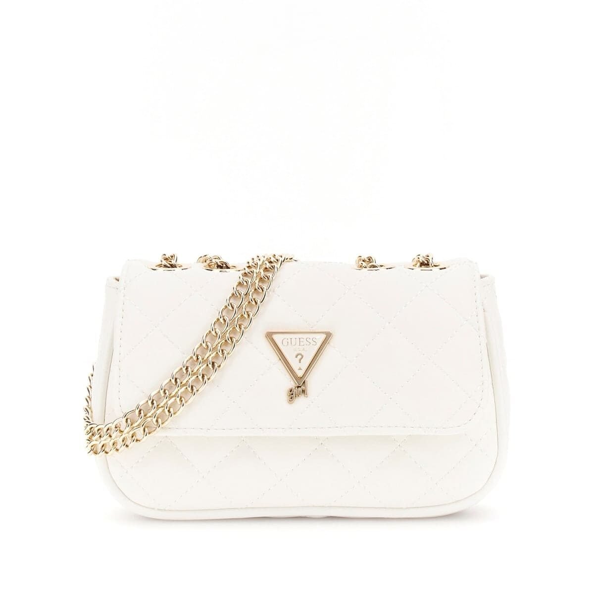 Bolso bandolera GUESS acolchado con rombos, solapa frontal, logotipo triangular y cadena dorada
