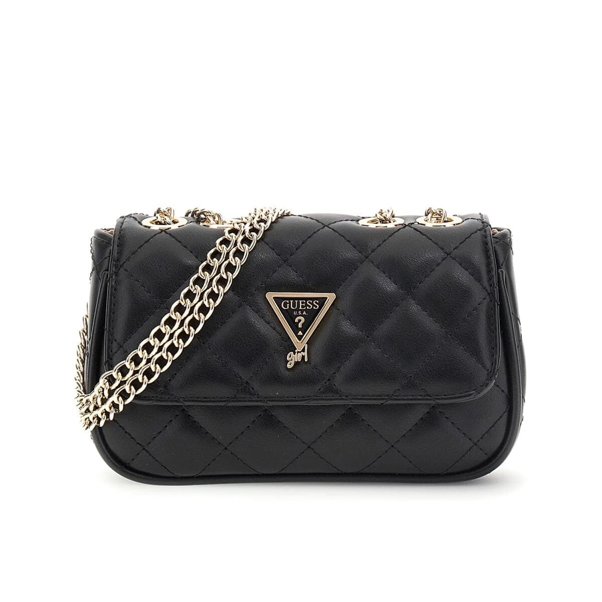 Bolso bandolera GUESS acolchado con rombos, solapa frontal, logotipo triangular y cadena dorada