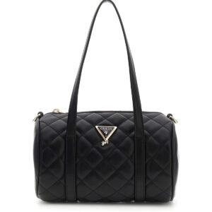 Bolso tubo GUESS acolchado con diseño de rombos, logotipo triangular metálico y asas superiores