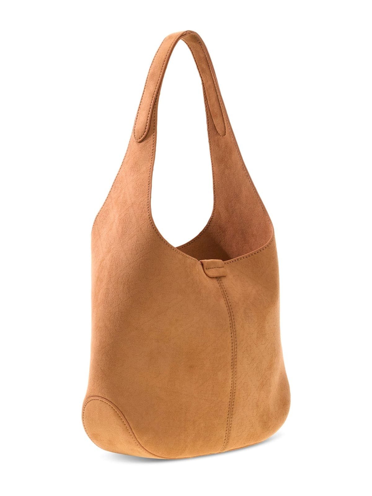 Bolso marrón GUESS de pelo de ante con logotipo metálico dorado