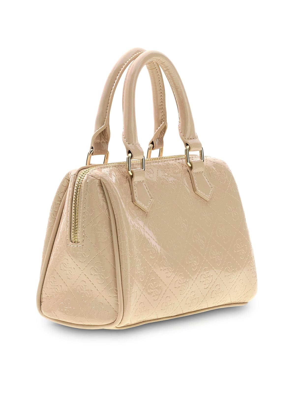 Bolso de mano GUESS acolchado con acabado brillante y logotipo metálico dorado