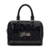 Bolso negro GUESS de charol acolchado con logotipo metálico dorado