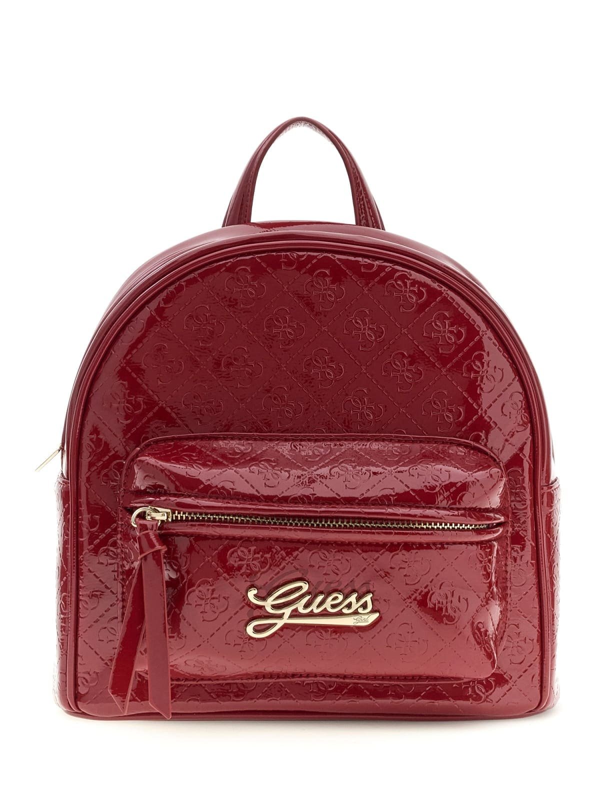 Mochila acolchada GUESS Mochila GUESS acolchada con acabado brillante, logotipos y bolsillo frontal