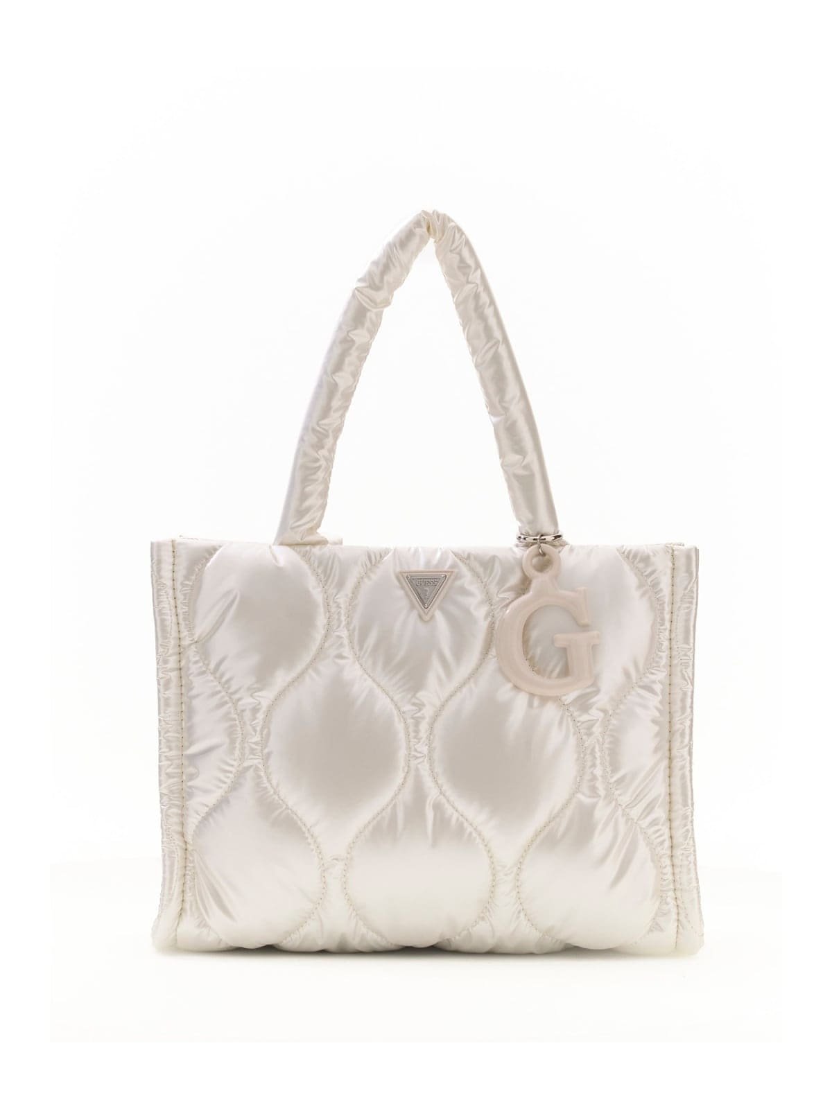 Bolso shopper GUESS acolchado con logotipo triangular y charm decorativo en forma de G