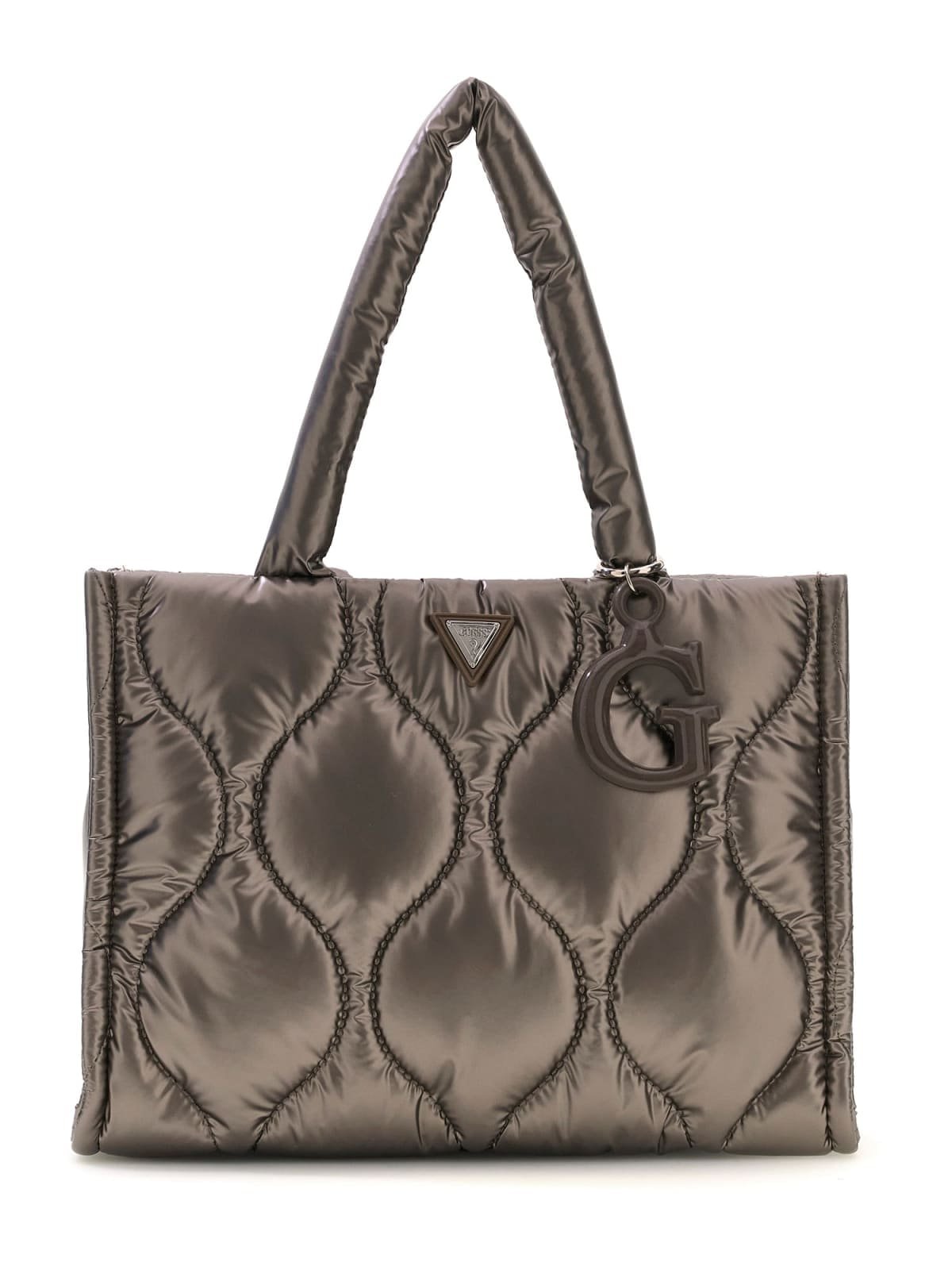 Bolso shopper GUESS acolchado con logotipo triangular y charm decorativo en forma de G