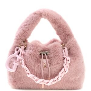 Bolso de mano GUESS de pelo sintético con cadena trenzada y colgante decorativo