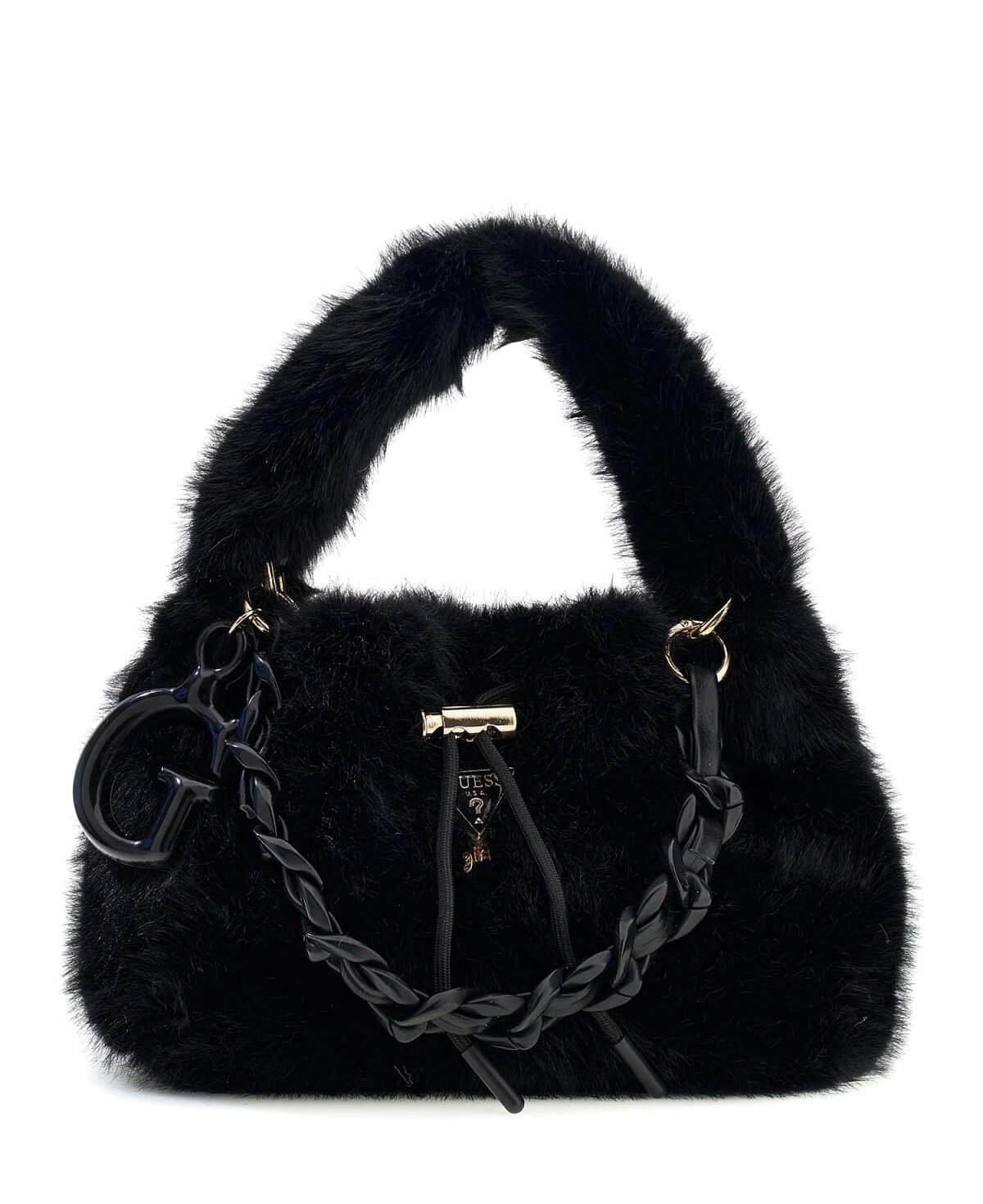Bolso de mano GUESS de pelo sintético con cadena trenzada y colgante decorativo
