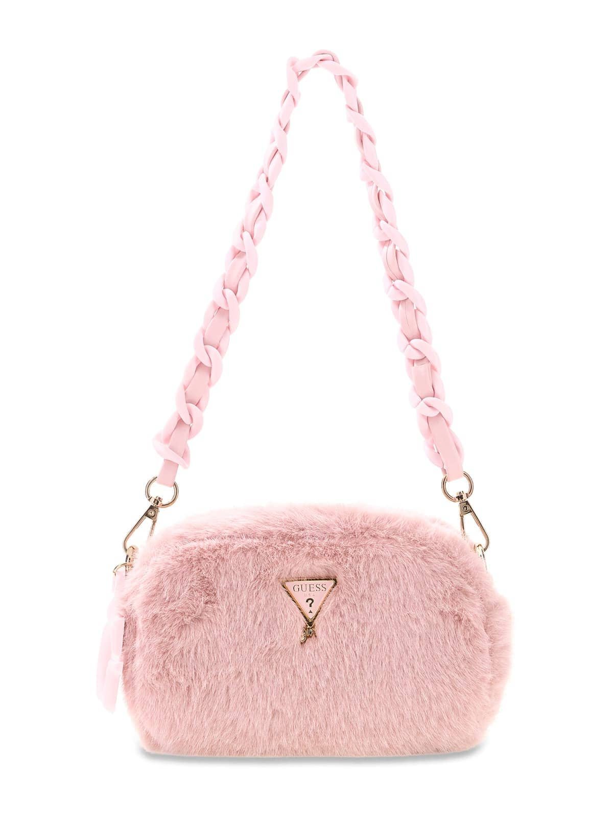 Bolso bandolera GUESS de pelo sintético con asa trenzada y logotipo triangular metálico