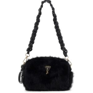 Bolso bandolera GUESS de pelo sintético con asa trenzada y logotipo triangular metálico