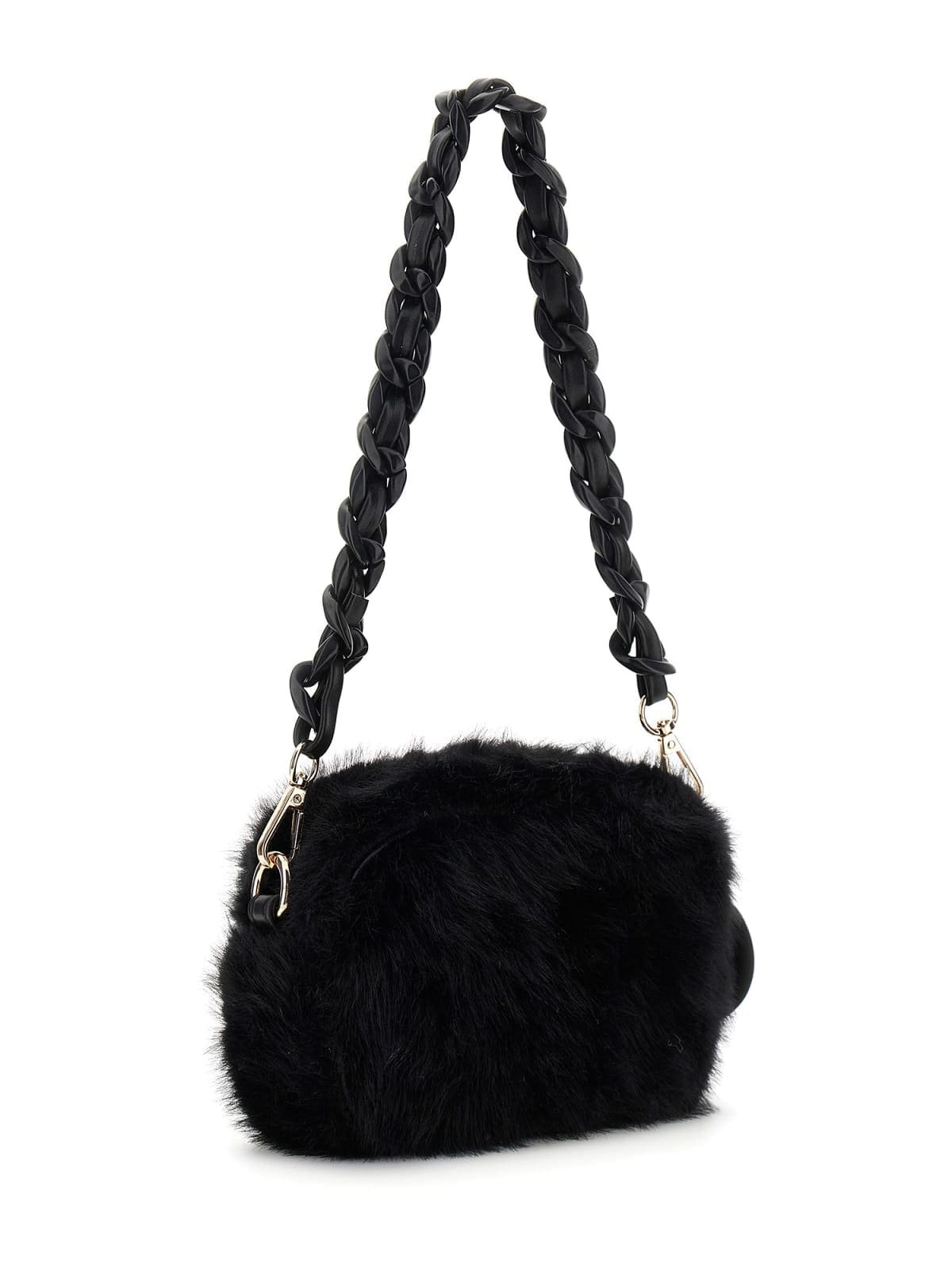Bolso bandolera GUESS de pelo sintético con asa trenzada y logotipo triangular metálico