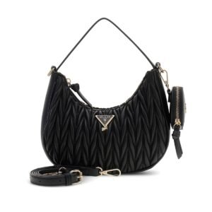 Bolso de hombro GUESS acolchado y fruncido con logotipo metálico y monedero desmontable