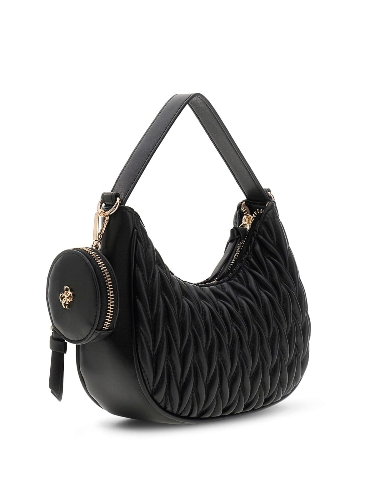 Bolso de hombro GUESS acolchado y fruncido con logotipo metálico y monedero desmontable