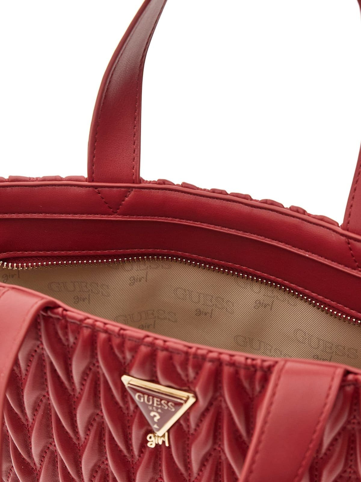 Bolso shopper GUESS grande con diseño acolchado fruncido, asas superiores y logotipo triangular metálico