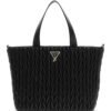 Bolso shopper GUESS grande con diseño acolchado fruncido, asas superiores y logotipo triangular metálico