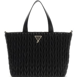 Bolso shopper GUESS grande con diseño acolchado fruncido, asas superiores y logotipo triangular metálico