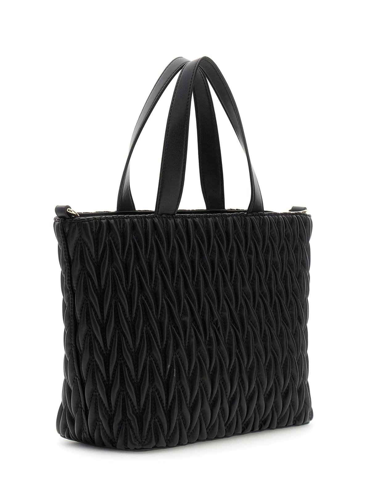 Bolso shopper GUESS grande con diseño acolchado fruncido, asas superiores y logotipo triangular metálico
