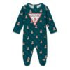 Pijama bebé GUESS de una pieza con estampado de ositos, logotipos y pies integrados