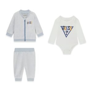 Chándal bebé GUESS de 3 piezas de terciopelo con chaqueta, pantalón y body