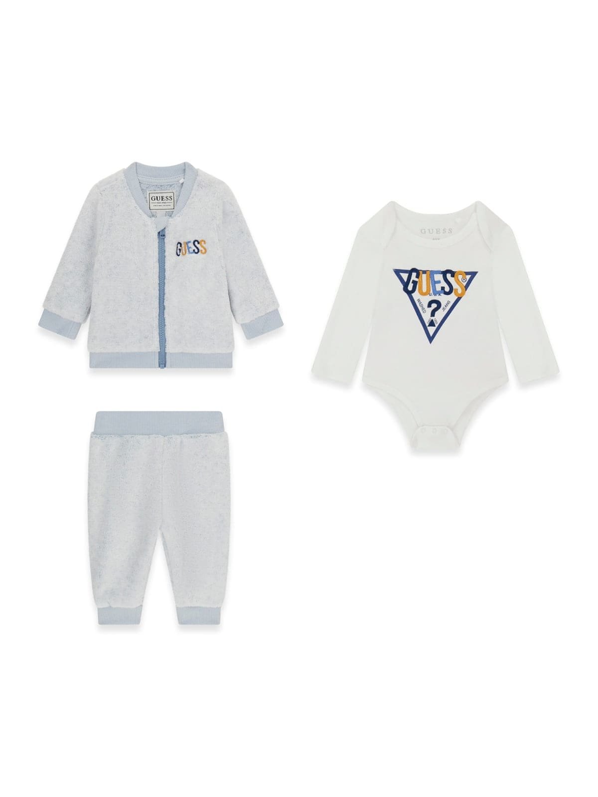 Chándal bebé GUESS de 3 piezas de terciopelo con chaqueta, pantalón y body