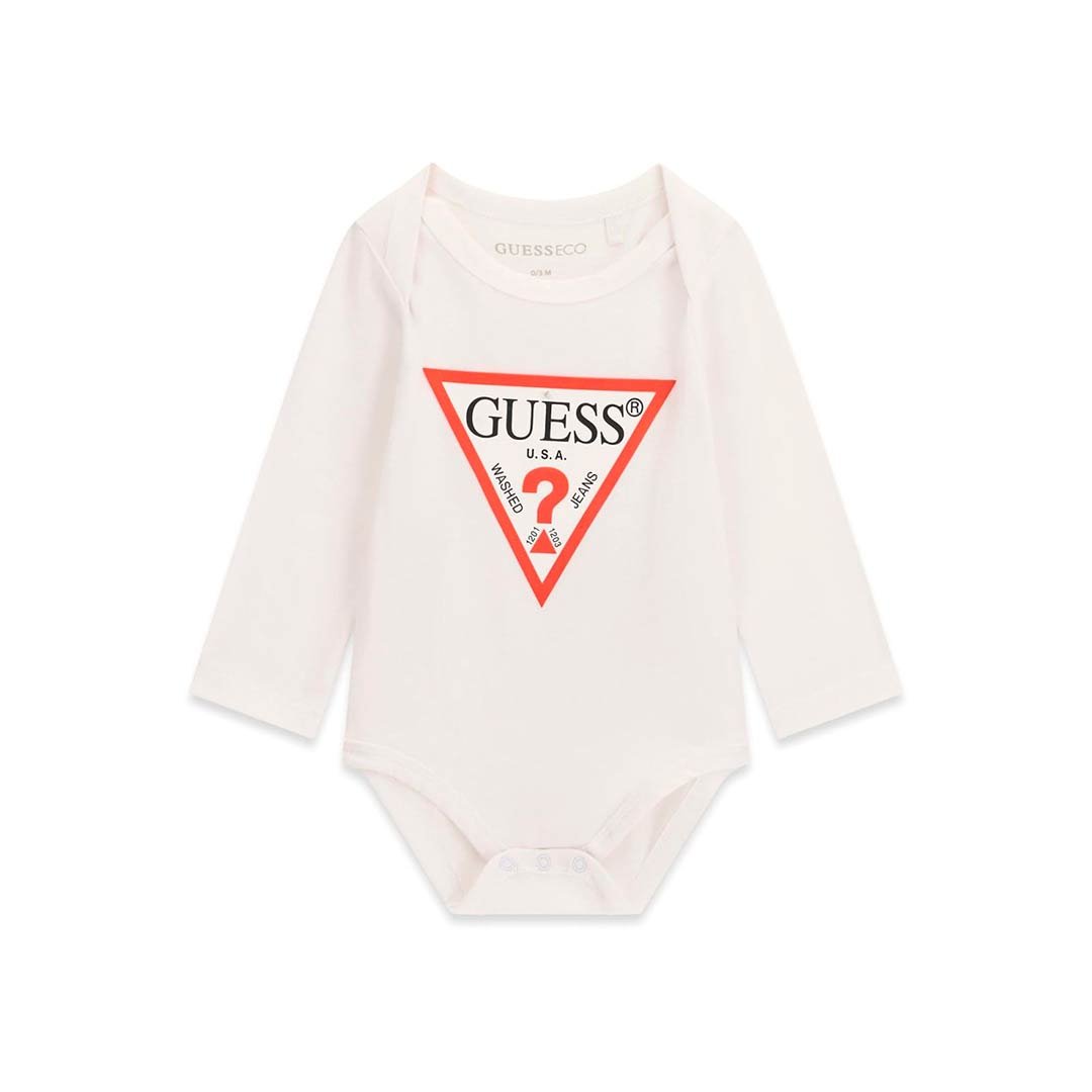 Body bebé GUESS de manga larga con logotipo triangular en el pecho