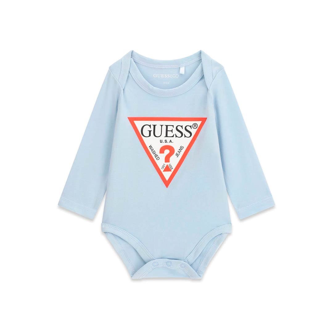 Body bebé GUESS de manga larga con logotipo triangular en el pecho