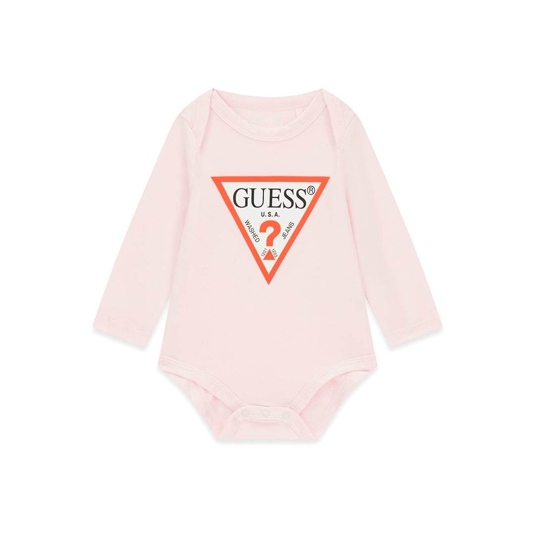 Body bebé GUESS de manga larga con logotipo triangular en el pecho