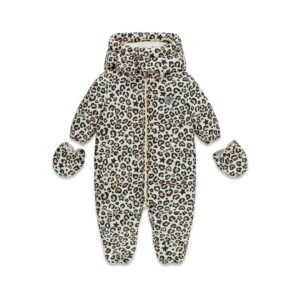 Buzo acolchado de bebé GUESS con estampado integral, capucha y manoplas a juego
