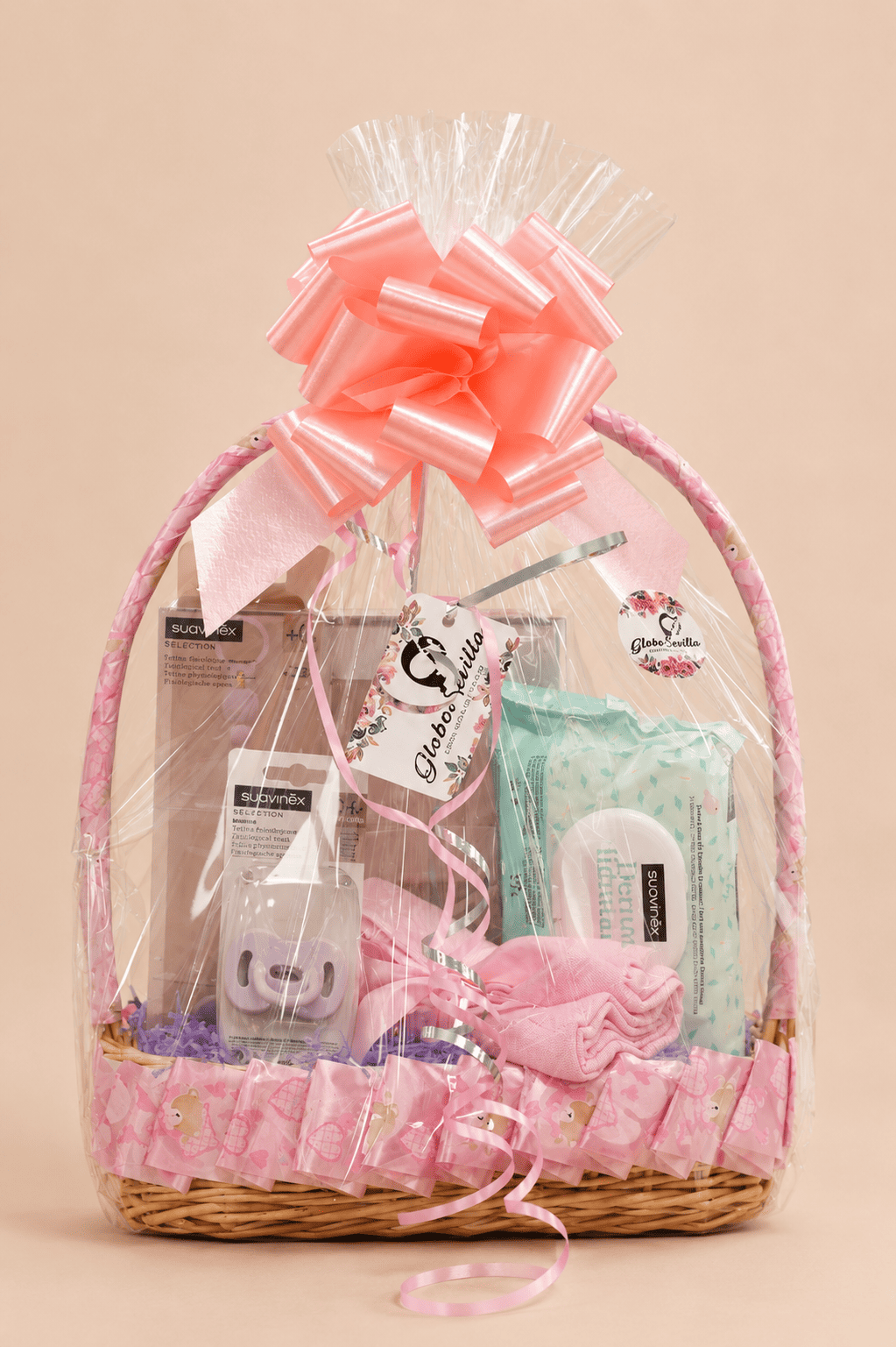 cesta rosa pequeña