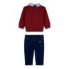 Conjunto bebé GUESS sudadera cuello camisero y pantalón denim Conjunto bebé GUESS con sudadera de cuello camisero y pantalón denim