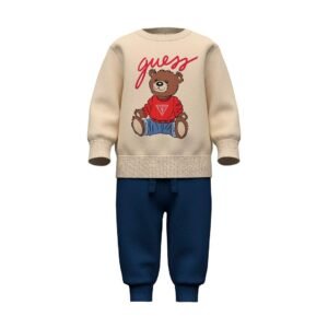 Conjunto bebé GUESS con sudadera de osito y pantalón a juego