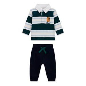Conjunto bebé GUESS con camiseta de manga larga estilo polo y pantalón