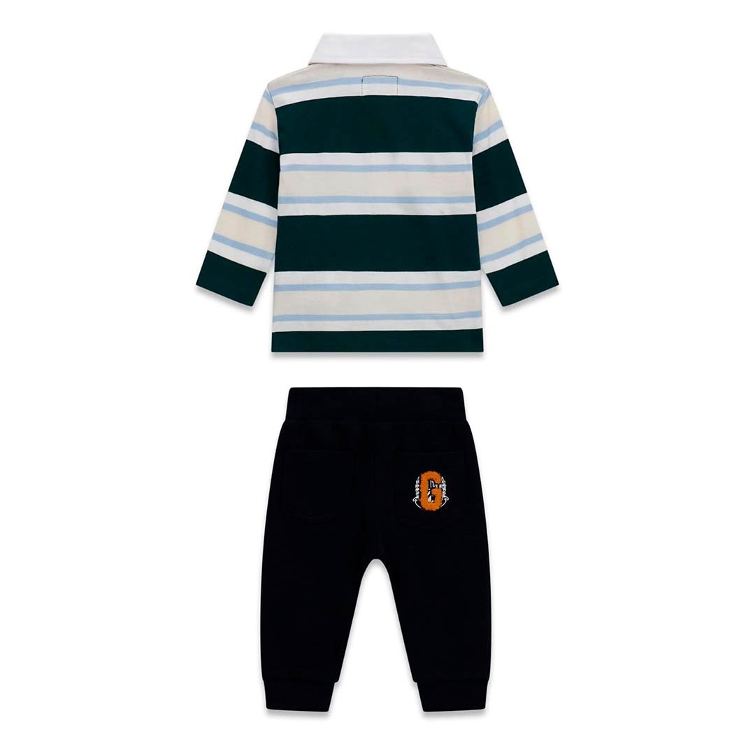 Conjunto bebé GUESS con camiseta de manga larga estilo polo y pantalón