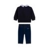 Conjunto bebé GUESS con sudadera de cuello camisero y osito y pantalón vaquero