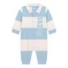 Pijama enterizo bebé GUESS estilo polo y rayas Pijama bebé GUESS enterizo con rayas horizontales, cuello de polo y logotipo bordado